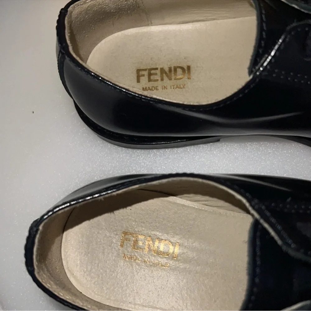 Authentic Fendi luxury designer dark navy blue Oxford derby dress shoes sz 13